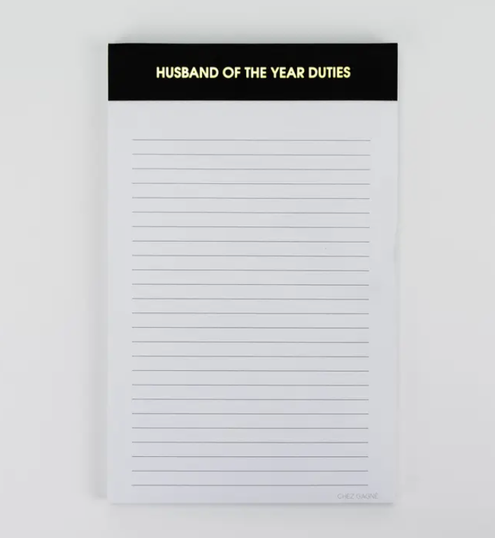 Chez Gagne Husband Of The Year Duties Notepad