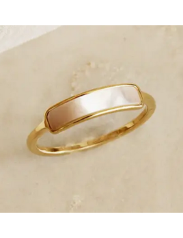Mother of Pearl Bar Ring - Gold  6