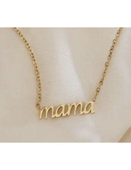 Mama Necklace - Gold, mama (Script)