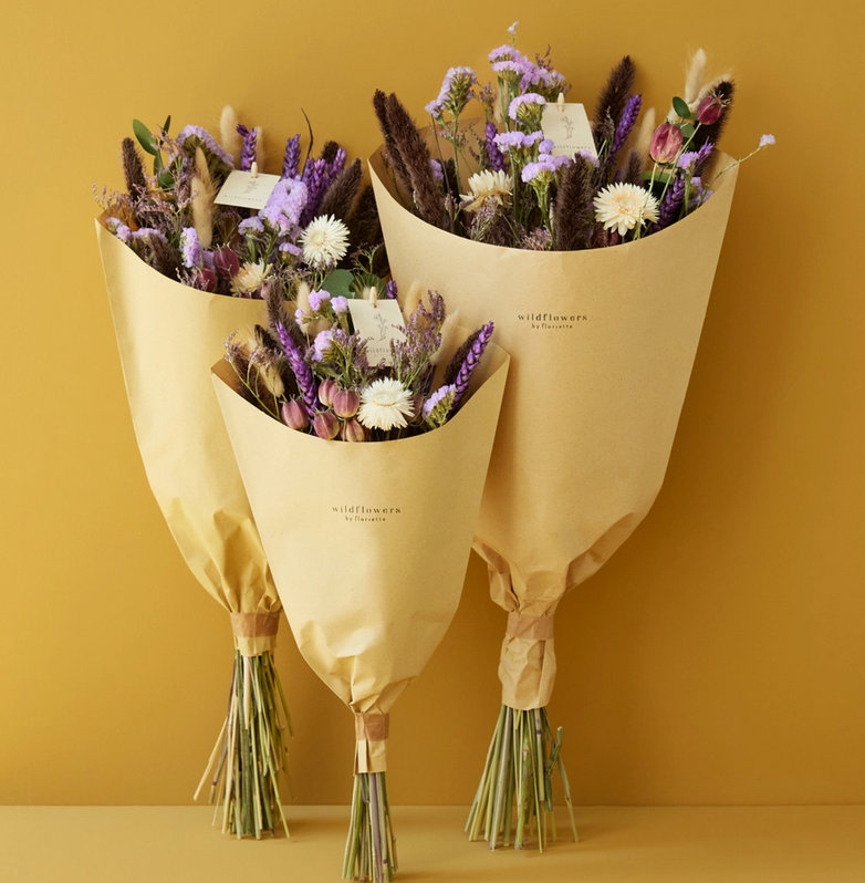 Dried Flowers - Field Bouquet - Meadow Violet  -Medium