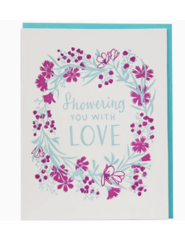 Smudge Ink Wildflower Wreath Bridal Shower Card