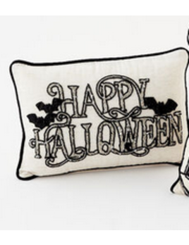 One Hundred 80 Degrees Happy Halloween Pillow - Black & White