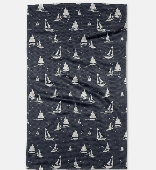 Geometry Navy Race Day Kitchen Towel