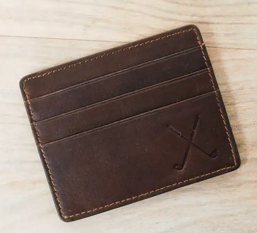 The Royal Standard Golf Leather Embossed Slim Wallet Dark Brown