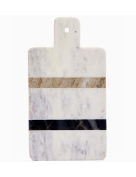 White Marble Stone Charcuterie Board with Stripes