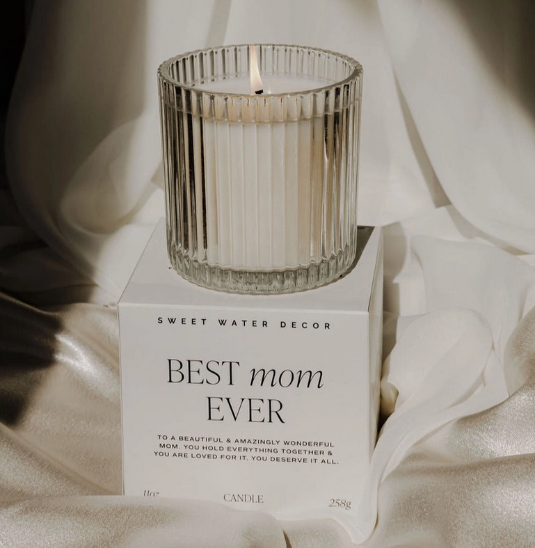 Sweet Water Decor Best Mom Ever Soy Candle - Ribbed Glass Jar with Box