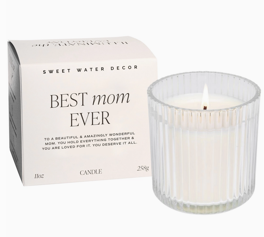 Sweet Water Decor Best Mom Ever Soy Candle - Ribbed Glass Jar with Box