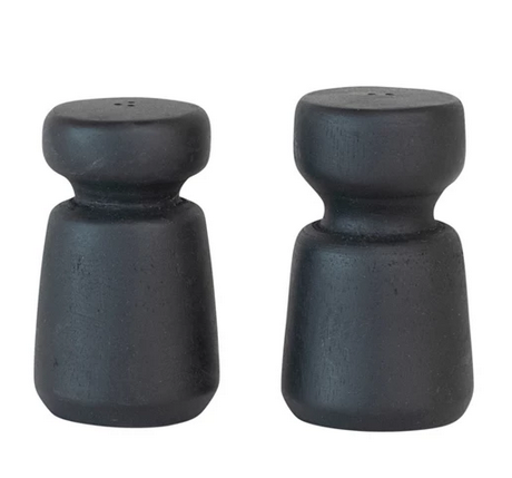 Bloomingville Mango Wood Salt & Pepper Shakers, Black, Set of 2