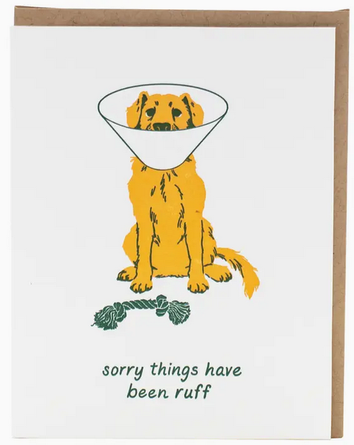 Smudge Ink Dog with Cone Support / Get Well Card