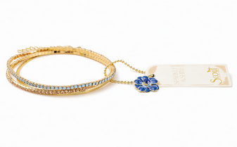 Scout Curated Wears Sparkle & Shine Rhinestone Bracelet Trio - Air Blue Opal/Gold