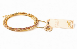 Scout Curated Wears Sparkle & Shine Rhinestone Bracelet Trio - Pink/Gold