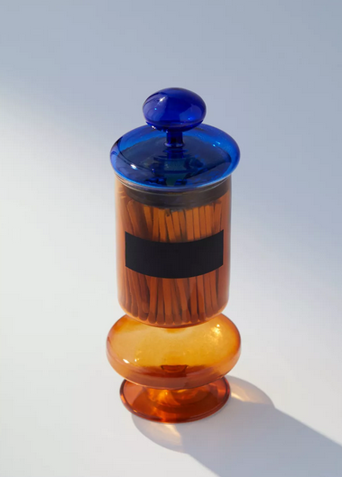 Paddywax Glass Matchstick Holders - Amber with Blue Lid