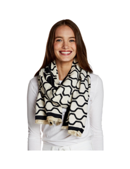 Two's Company Incredible Soft Scarf in Black and White - Trellis