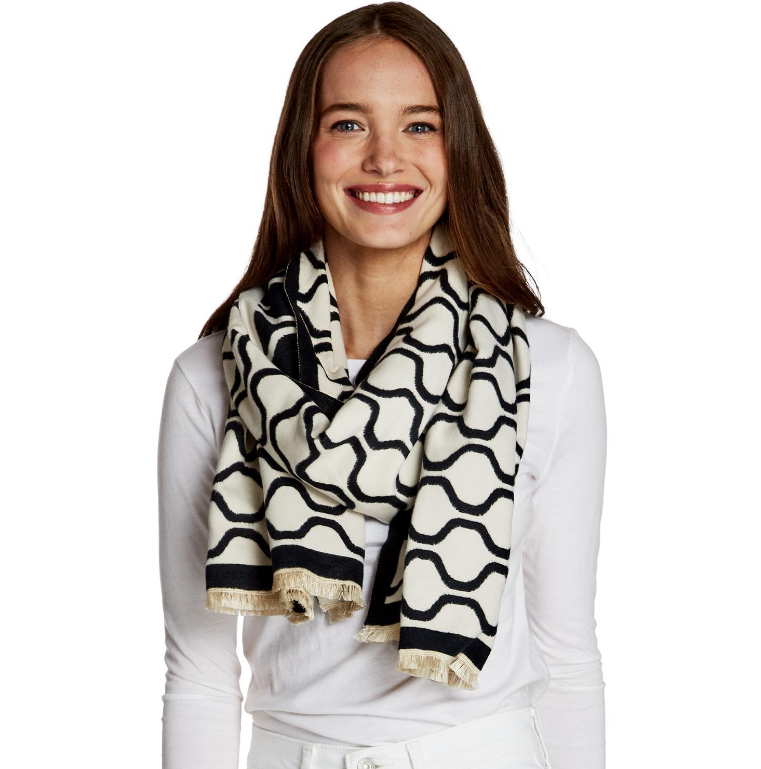 Two's Company Incredible Soft Scarf in Black and White - Trellis