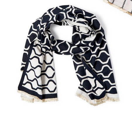 Two's Company Incredible Soft Scarf in Black and White - Trellis