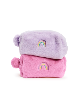 Two's Company Multipurpose Pouch with Embroidered Rainbow - Purple