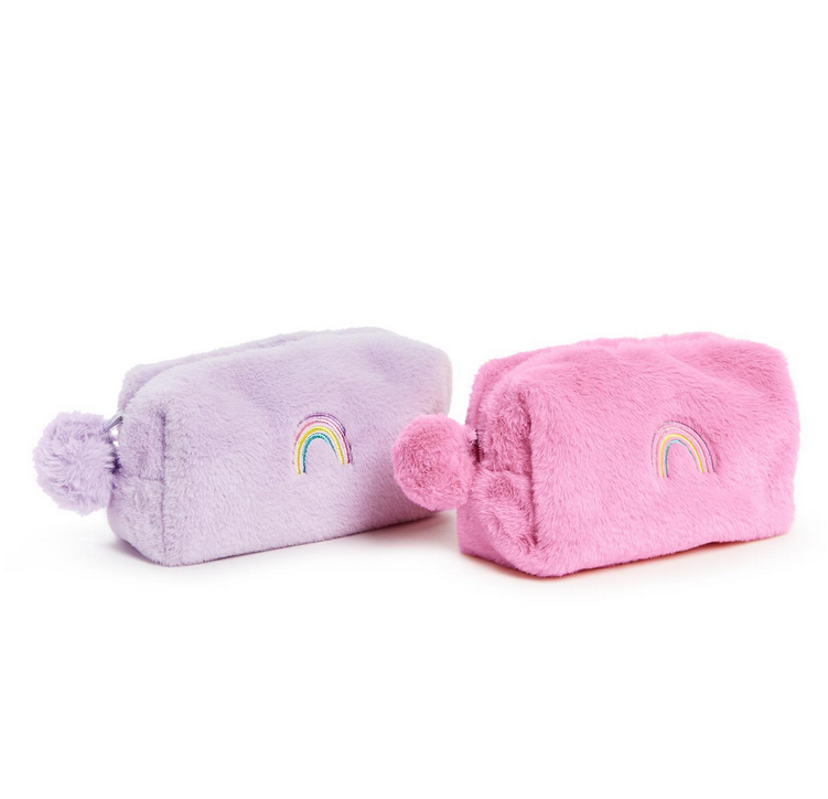 Two's Company Multipurpose Pouch with Embroidered Rainbow - Purple