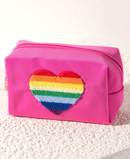 Shiraleah Joy Heart Zip Pouch, Fuchsia