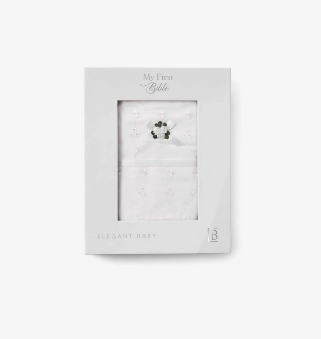Elegant Baby Eyelet Bible/Cover - Boxed