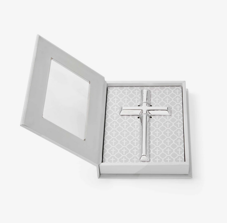 Elegant Baby Ceramic Cross- Sliver