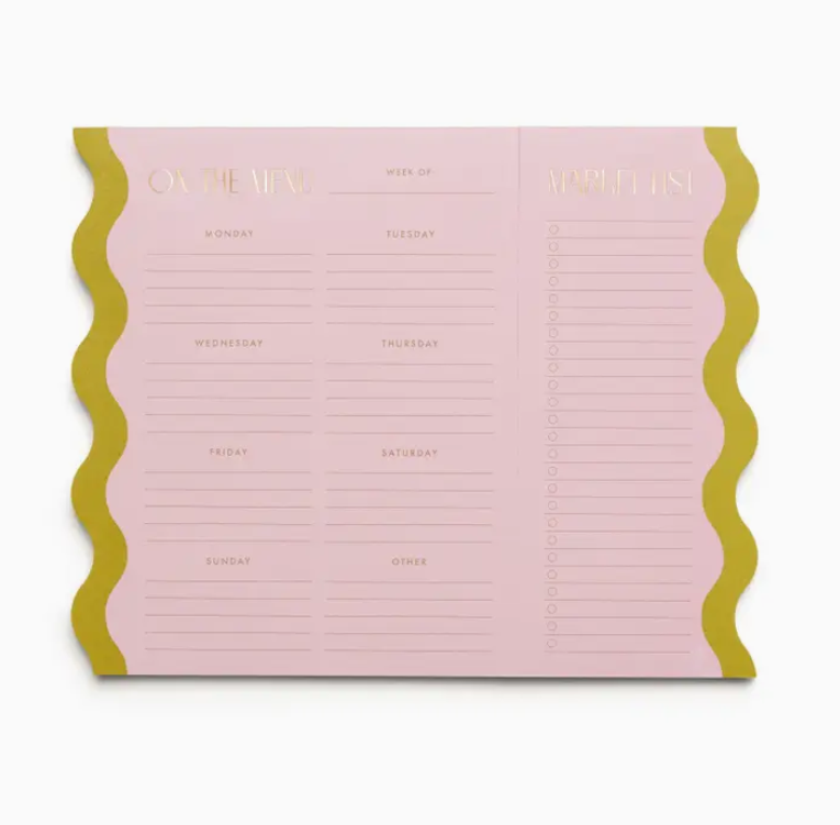 Designworks Ink MEAL PLANNER NOTEPAD WITH MAGNETS - PINK + CHARTREUSE