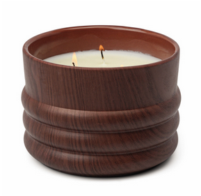 Paddywax GRAIN 12 OZ CERAMIC WOOD CERAMIC CANDLE - BERGAMOT AND MAHOGANY