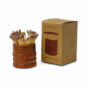 Paddywax GRAIN BROWN CERAMIC WOOD MATCH HOLDER PACKAGED IN BOX - 50 COUNT OF MATCHES