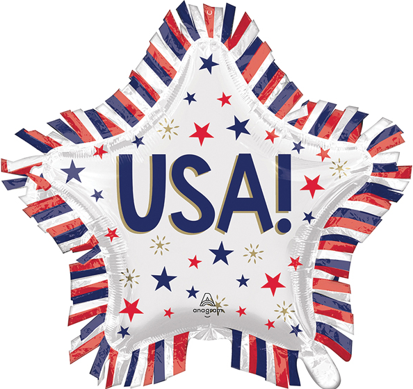 Balloons Everywhere 28" USA Star Fringe Balloon