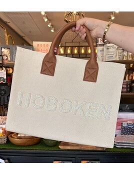 Hoboken Cream Canvas Tote with Pearls