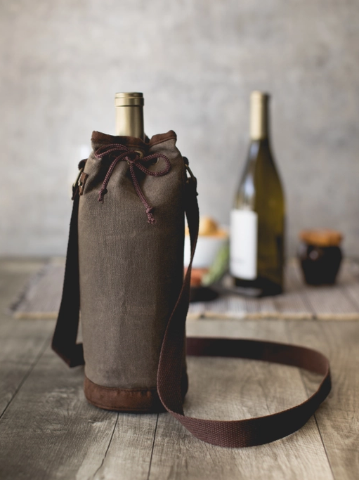 Waxed Canvas Wine Tote - Core
