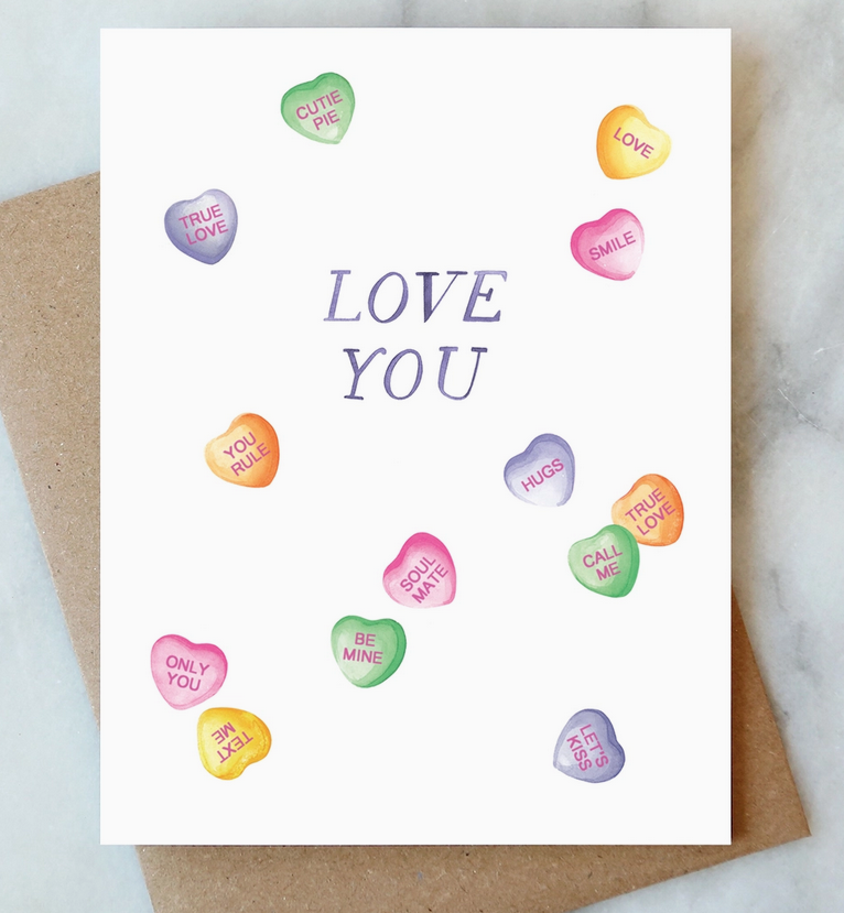 Abigail Jayne Design Candy Hearts Love Greeting Card