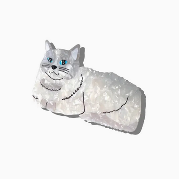 Solar Eclipse Hand-Painted Ragdoll Cat Claw Hair Clip - Grey