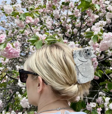 Solar Eclipse Hand-Painted Ragdoll Cat Claw Hair Clip - Grey