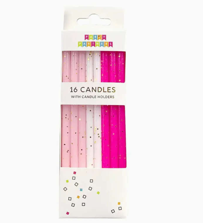 Pink Tones Gold Glitter 16 Candle Set