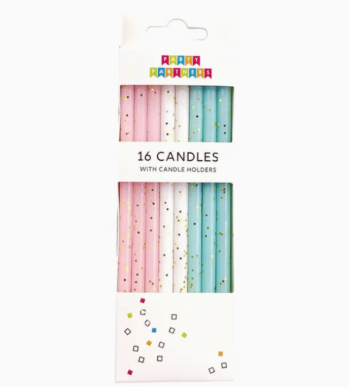 Pastel Gold Glitter 16 Candle Set