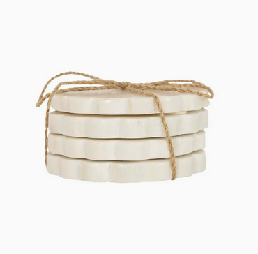 Emery Scallop Edge Set of 4 Coaster Set Marble