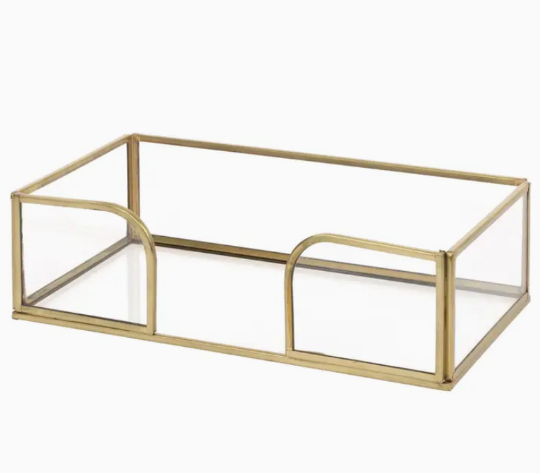 Boston International Gold Edge Glass Caddy For Paper Guest Towels