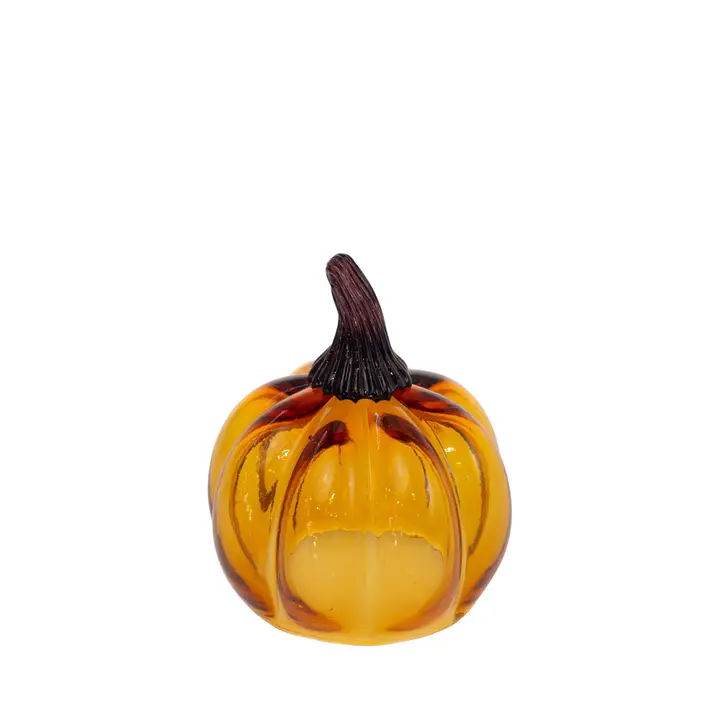 Boston International 5" Dia Amber Glass Pumpkin Fall Autumn Décor