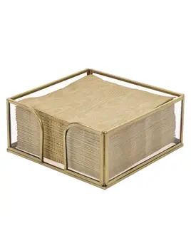 Boston International Gold Edge Glass Caddy For Paper Cocktail Napkins