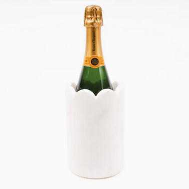 8 Oak Lane White Marble Scalloped Wine & Champagne Chiller
