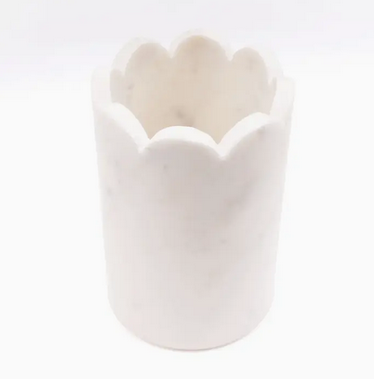 8 Oak Lane White Marble Scalloped Wine & Champagne Chiller
