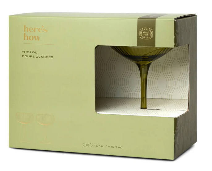 THE LOU COUPE GLASS - OLIVE, SET OF 2