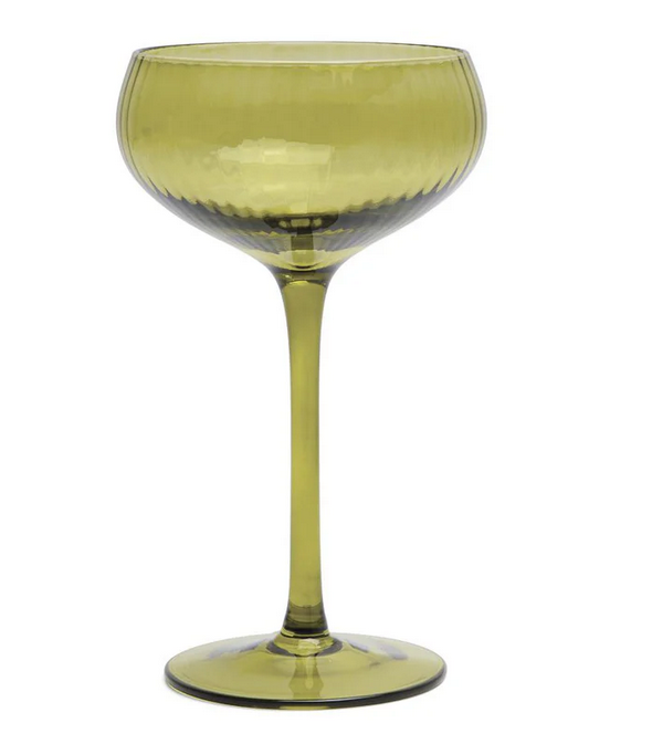 THE LOU COUPE GLASS - OLIVE, SET OF 2