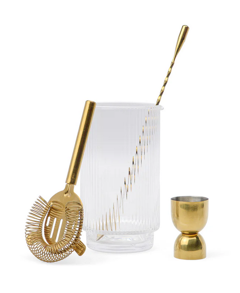 THE RENLEY MIXOLOGY SET - JIGGER, STRAINER, SPOON, AND BEAKER