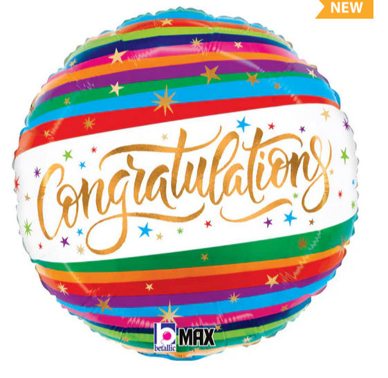 Balloons Everywhere 18" Congratulations Fun Stripes Balloon