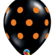 Balloons Everywhere 11 Inch  Latex Balloon - Black with Orange polka dot