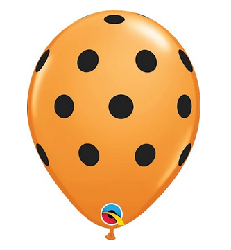 Balloons Everywhere 11 Inch Latex Orange w/ Black polka dot