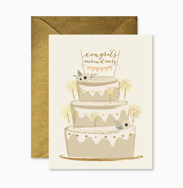 Ginger P. Designs Sparkler Cake Wedding Greeting Card