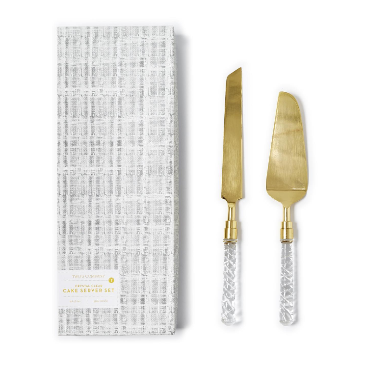 Two's Company Crystal Clear 2 Pc Cake Server Set