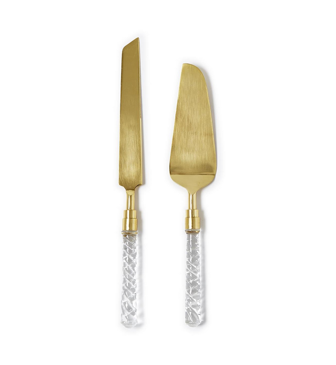 Two's Company Crystal Clear 2 Pc Cake Server Set